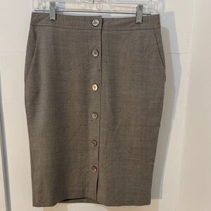 Loro Piana Brown Button-Front Pencil Skirt Size 6 US